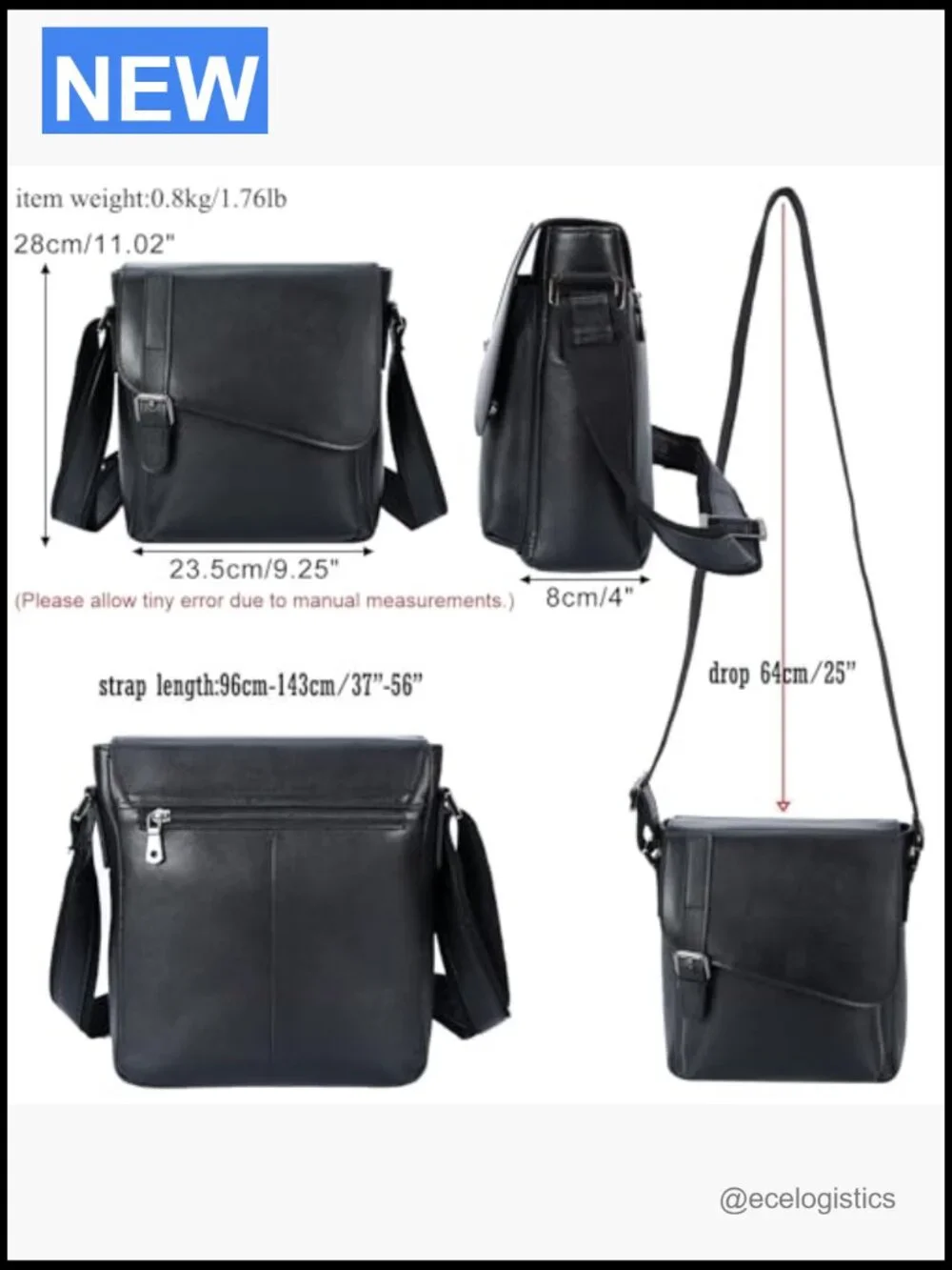 Messenger Bag Small Crossbody Shoulder Bag Flap Over Purse Fits 10